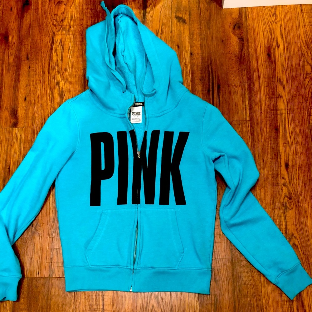 PINK-Zip up blue sweater XS